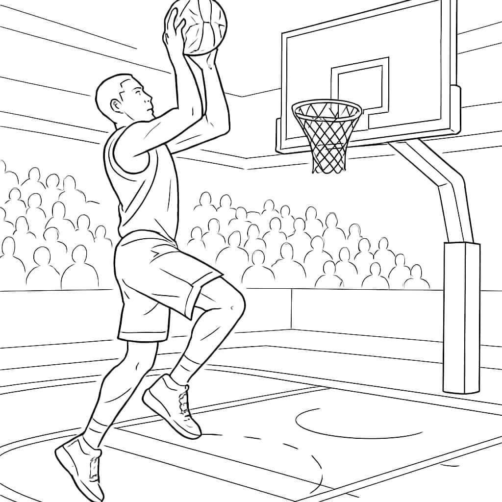 Basketball Coloring Pages - Basketball Player Shooting