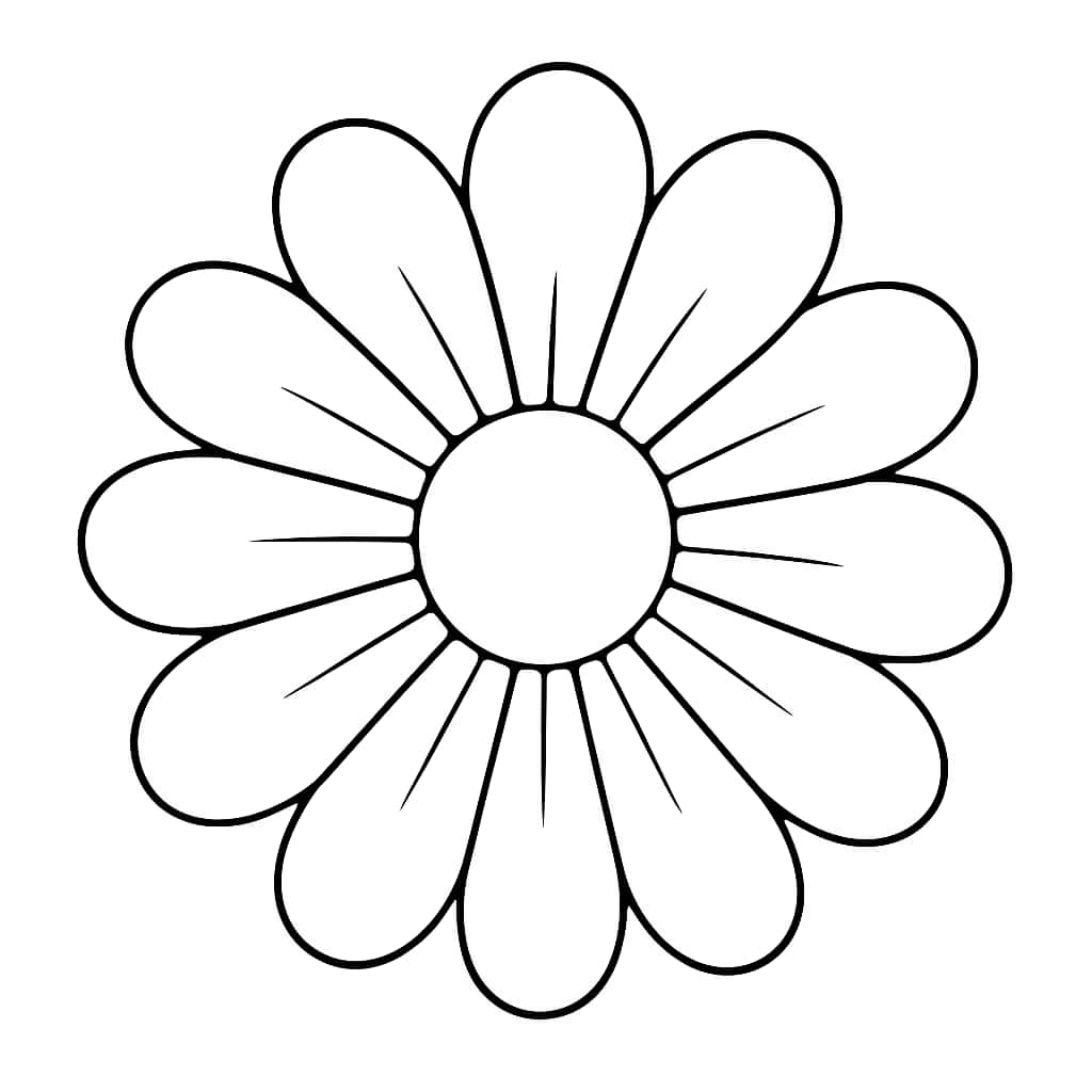 花卉涂色页:简单单朵花适合幼儿