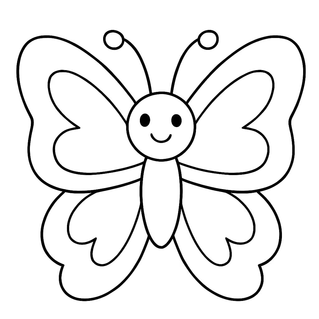 蝴蝶涂色页|简单大蝴蝶线稿适合儿童打印