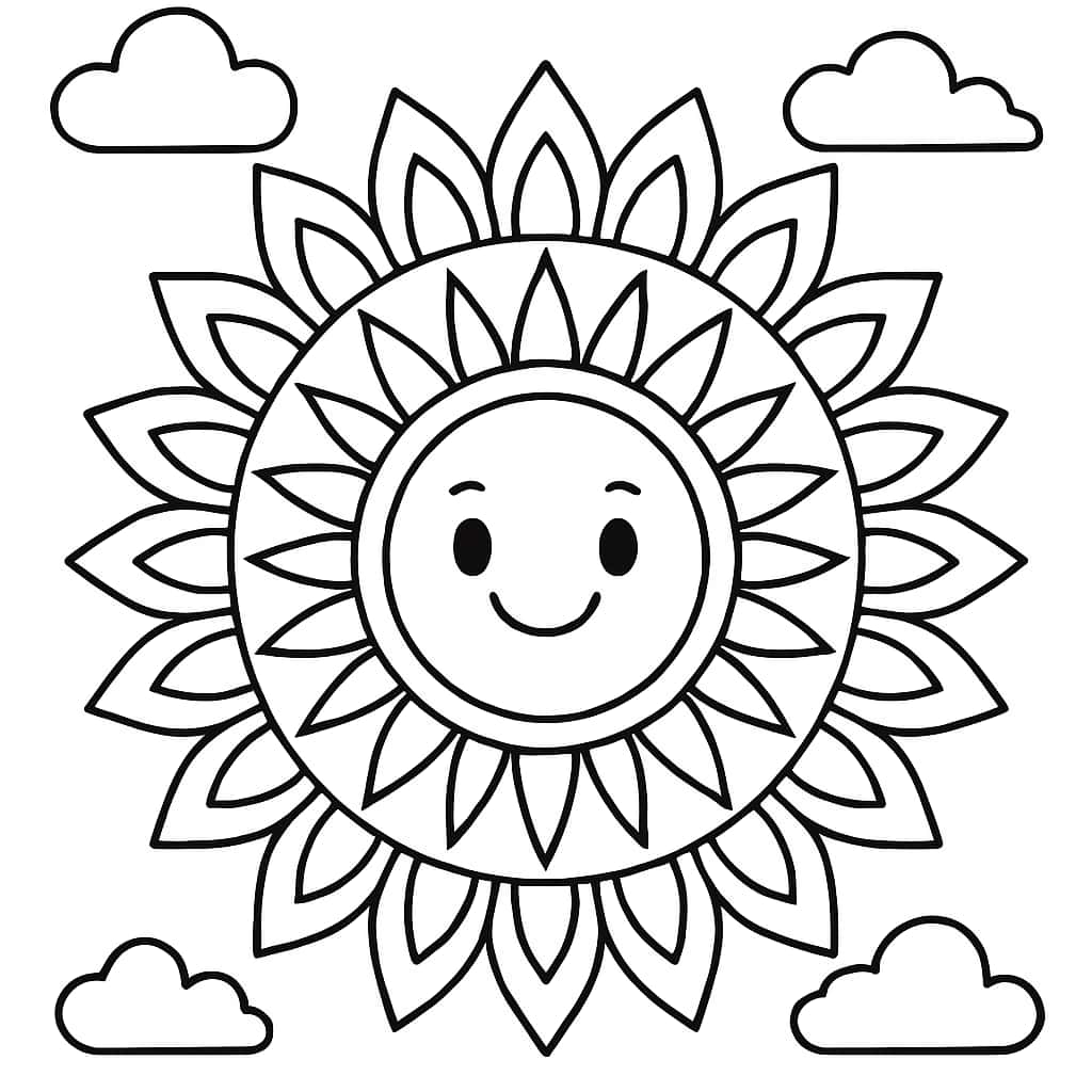 Мандалы для раскрашивания: солнечная мандала для детей