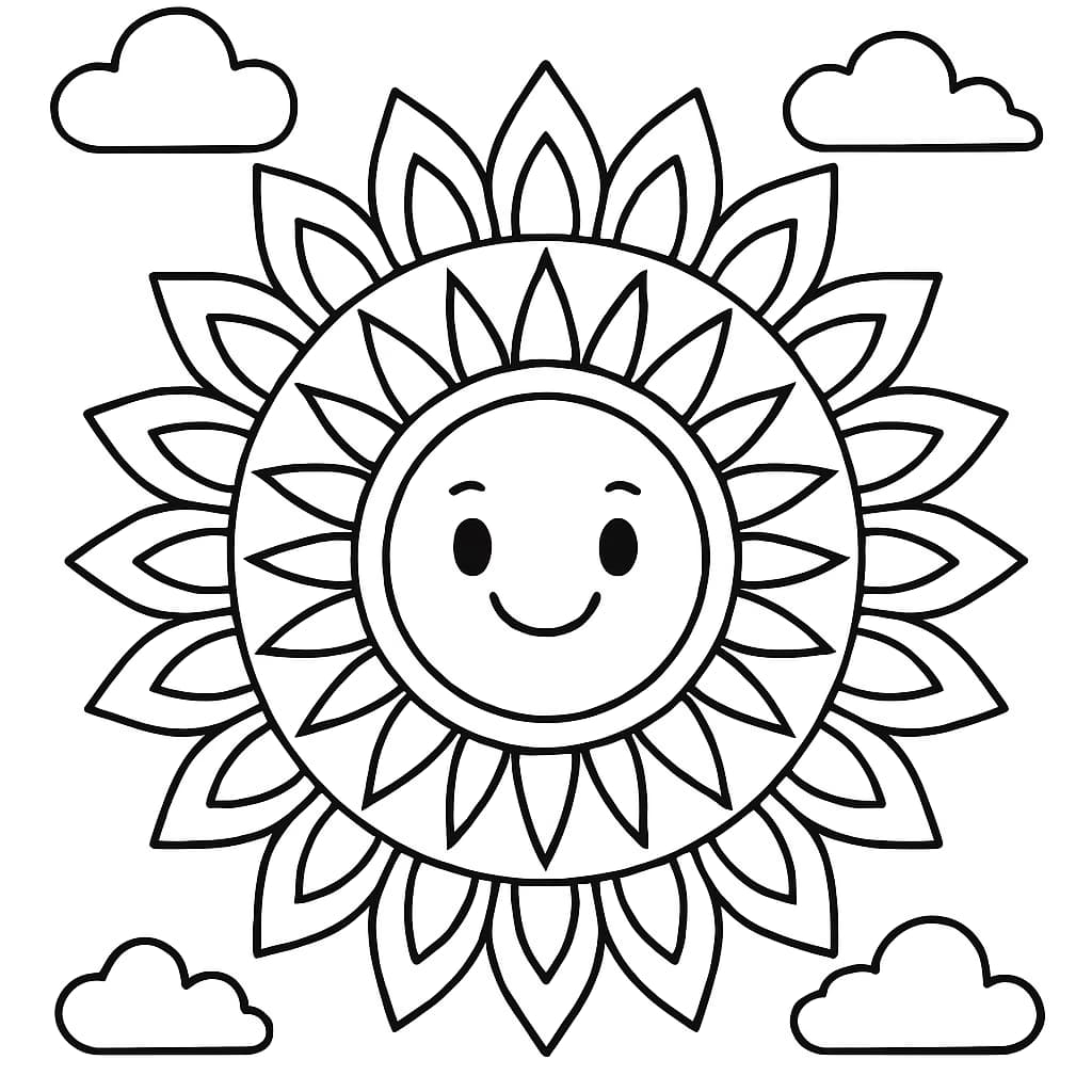 Мандалы для раскрашивания: солнечная мандала для детей