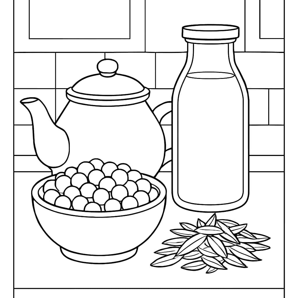Boba Coloring Pages - Boba Tea Ingredients Printable for Teens