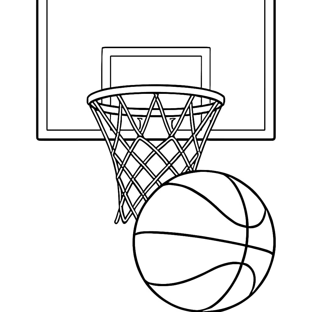 Basketball Coloring Pages – Basketball Hoop Close-Up