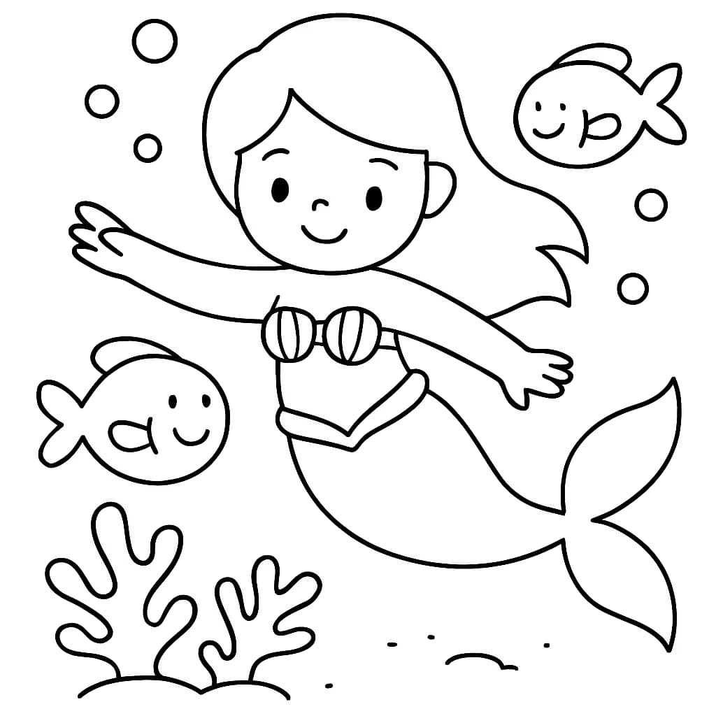 美人魚涂色頁|兒童專屬美人魚與魚朋友主題線稿