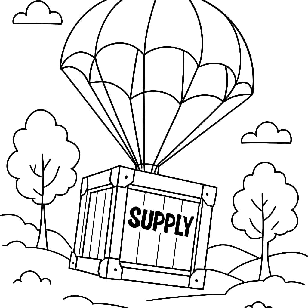 Fortnite раскраски — страница с ящиком снабжения