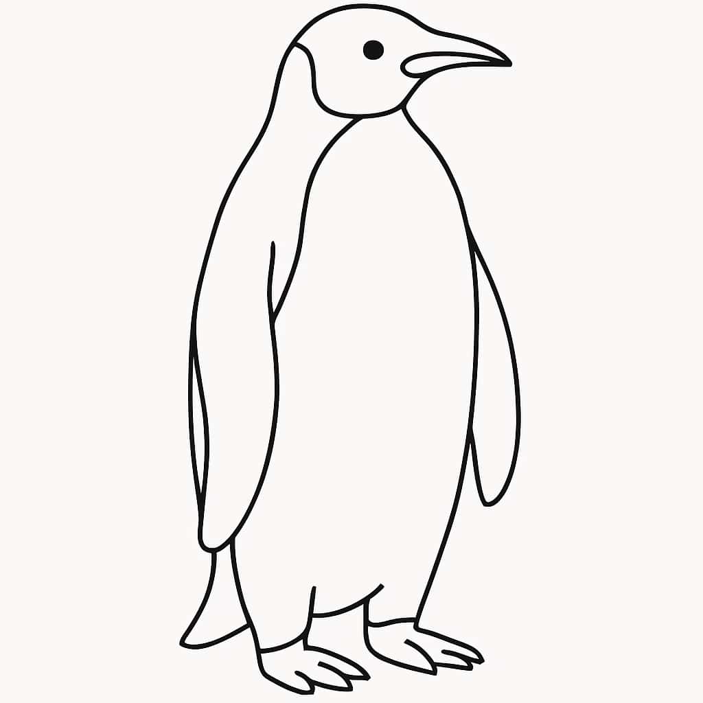 企鵝涂色頁|簡單站立企鵝線稿適合幼兒