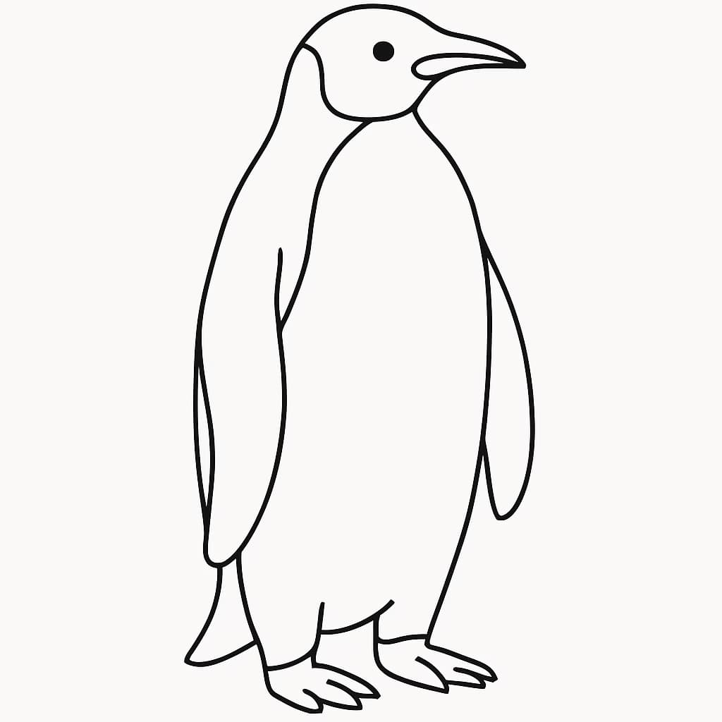 企鵝涂色頁|簡單站立企鵝線稿適合幼兒