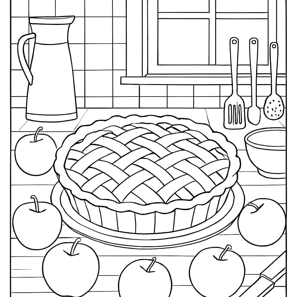 蘋果涂色頁|蘋果派與新鮮蘋果線稿適合打印