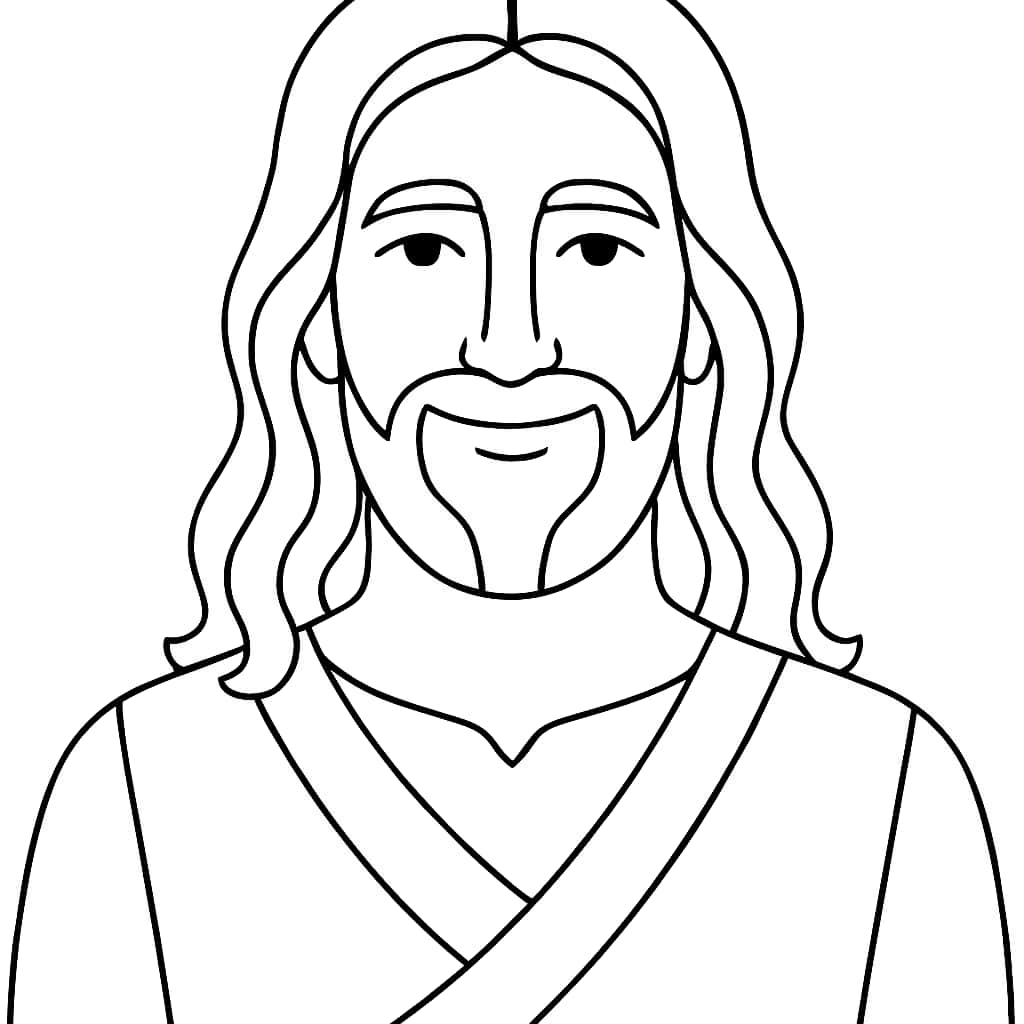 Pagine da colorare di Gesù: volto sorridente per bambini piccoli