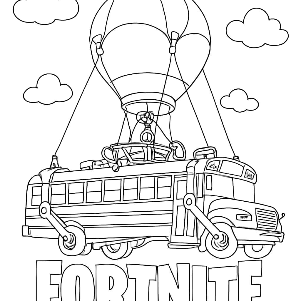 Fortnite раскраски — Автобус битвы для детей