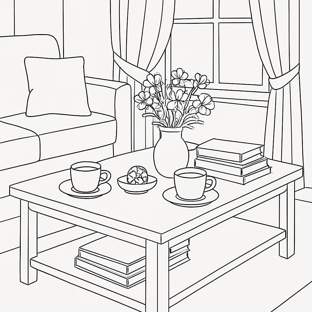 Pages de coloriage esthétique – Coin café stylé