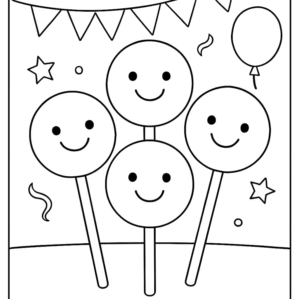 Pages de coloriage de bonbons - Lollipop Friends