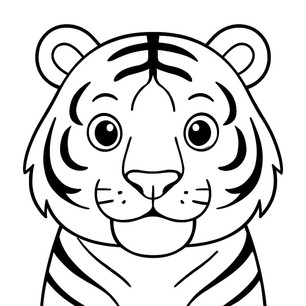 Páginas para colorear de tigres: rostro simple para niños pequeños