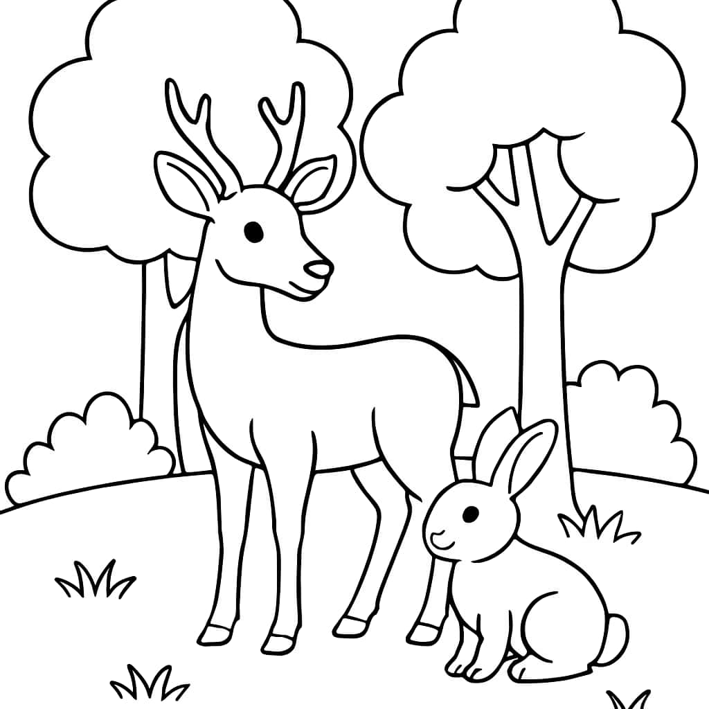 自然涂色頁:森林動物簡易版