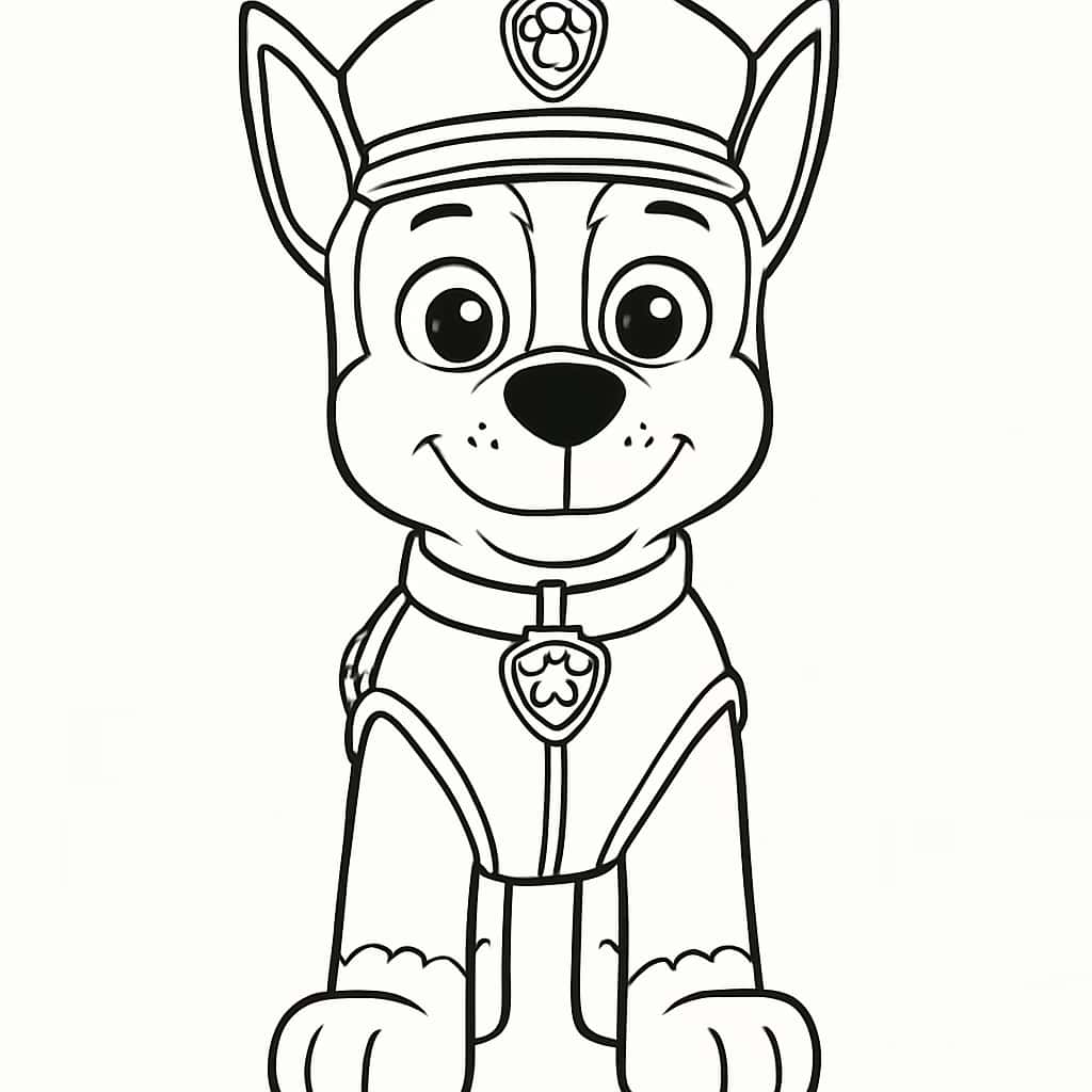 Paw Patrol 컬러링 페이지 - 체이스 서 있는 자세