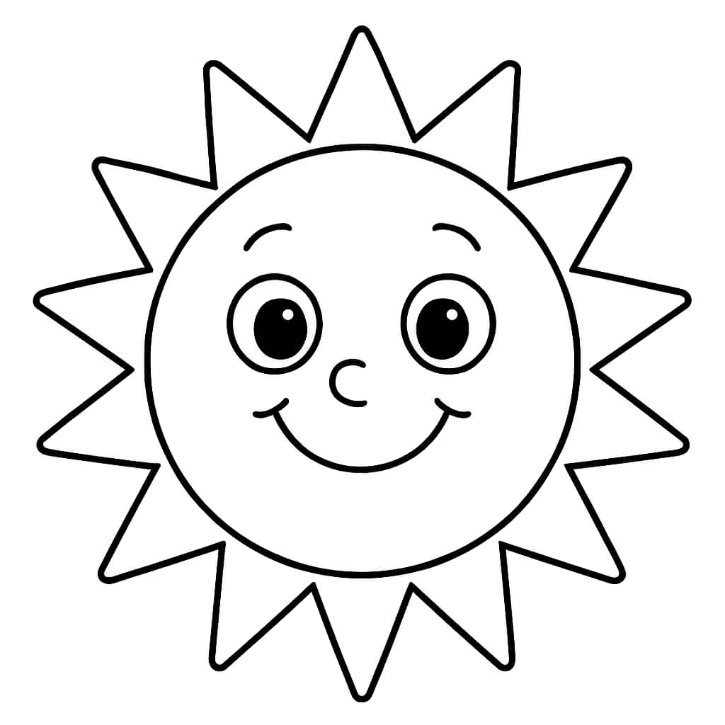 夏日涂色页 | 适合儿童的微笑太阳
