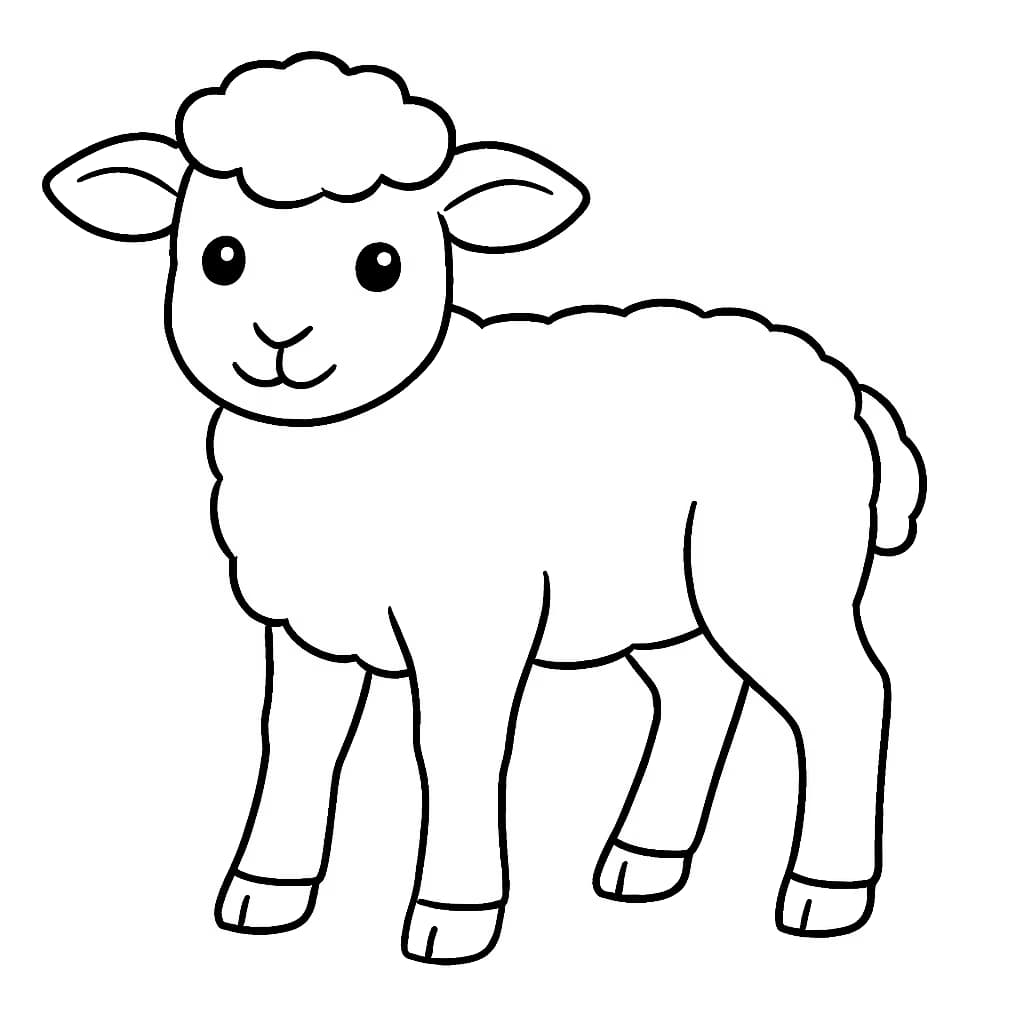 March Coloring Pages: Lamb Outline for Toddlers