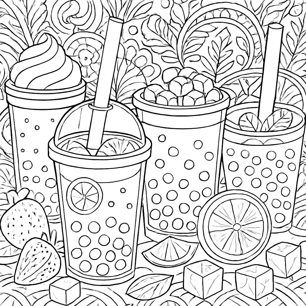 Boba Coloring Pages – Boba Drinks Varieties