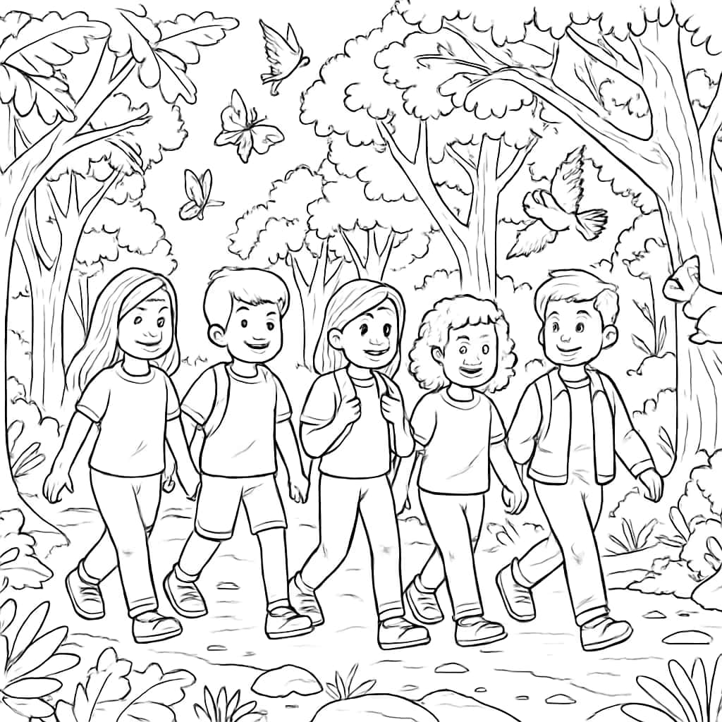 Kindergarten Coloring Pages - Forest Adventure Printable