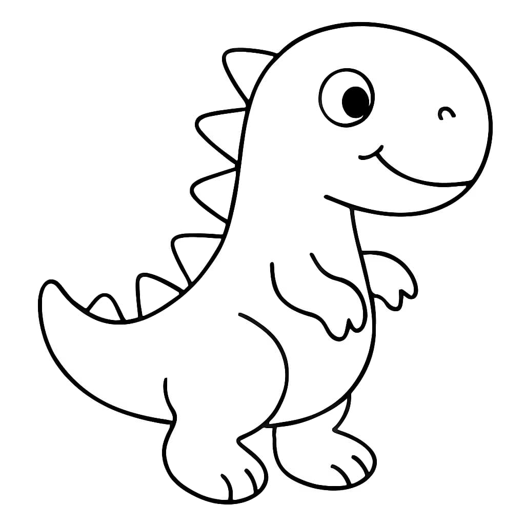 恐龙涂色页 - 可爱恐龙侧面简笔画适合儿童打印