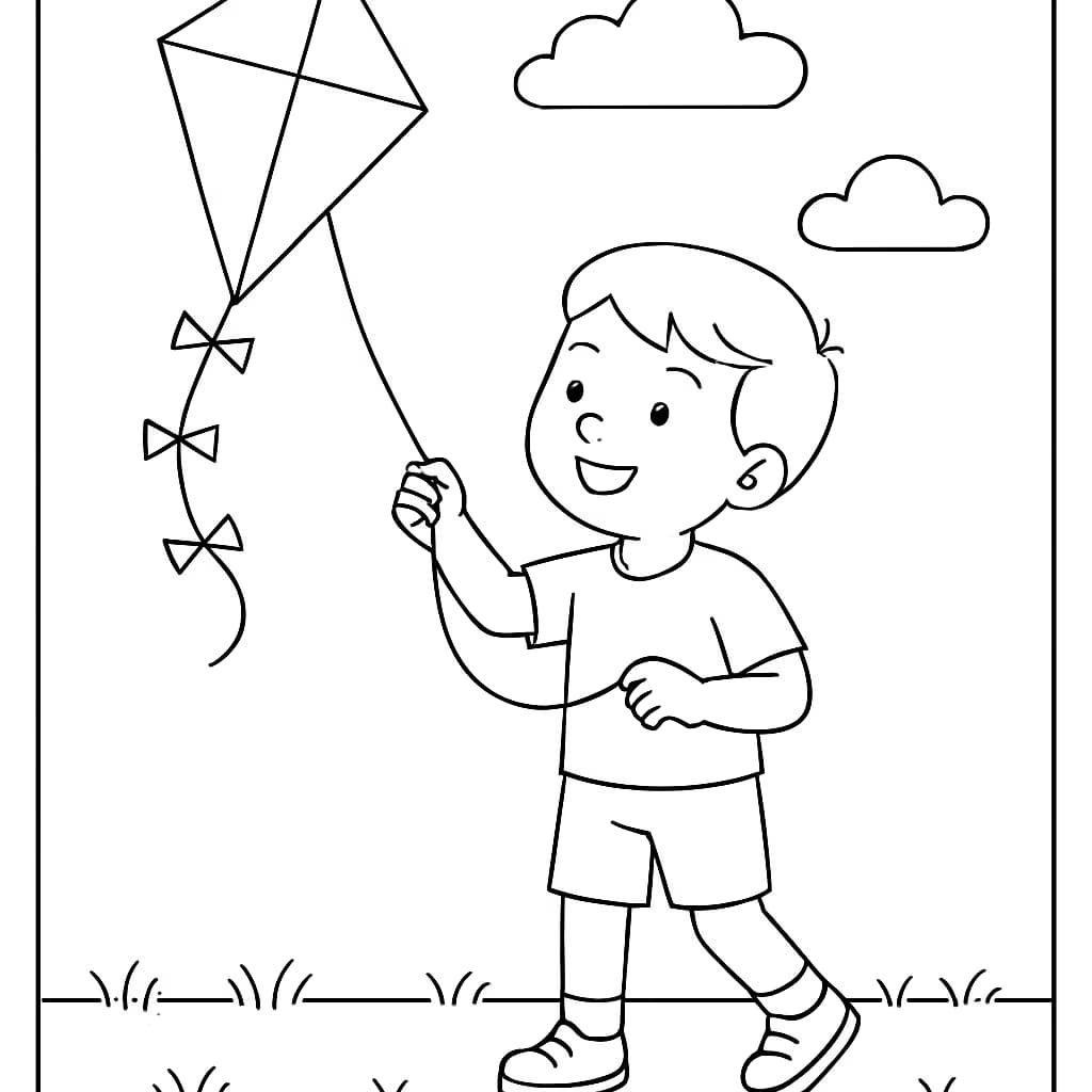 March Coloring Pages – Windy Day Kite for Kids