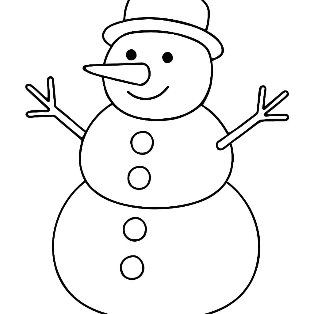 Pages de coloriage d'hiver – Bonhomme de neige simple pour tout-petits