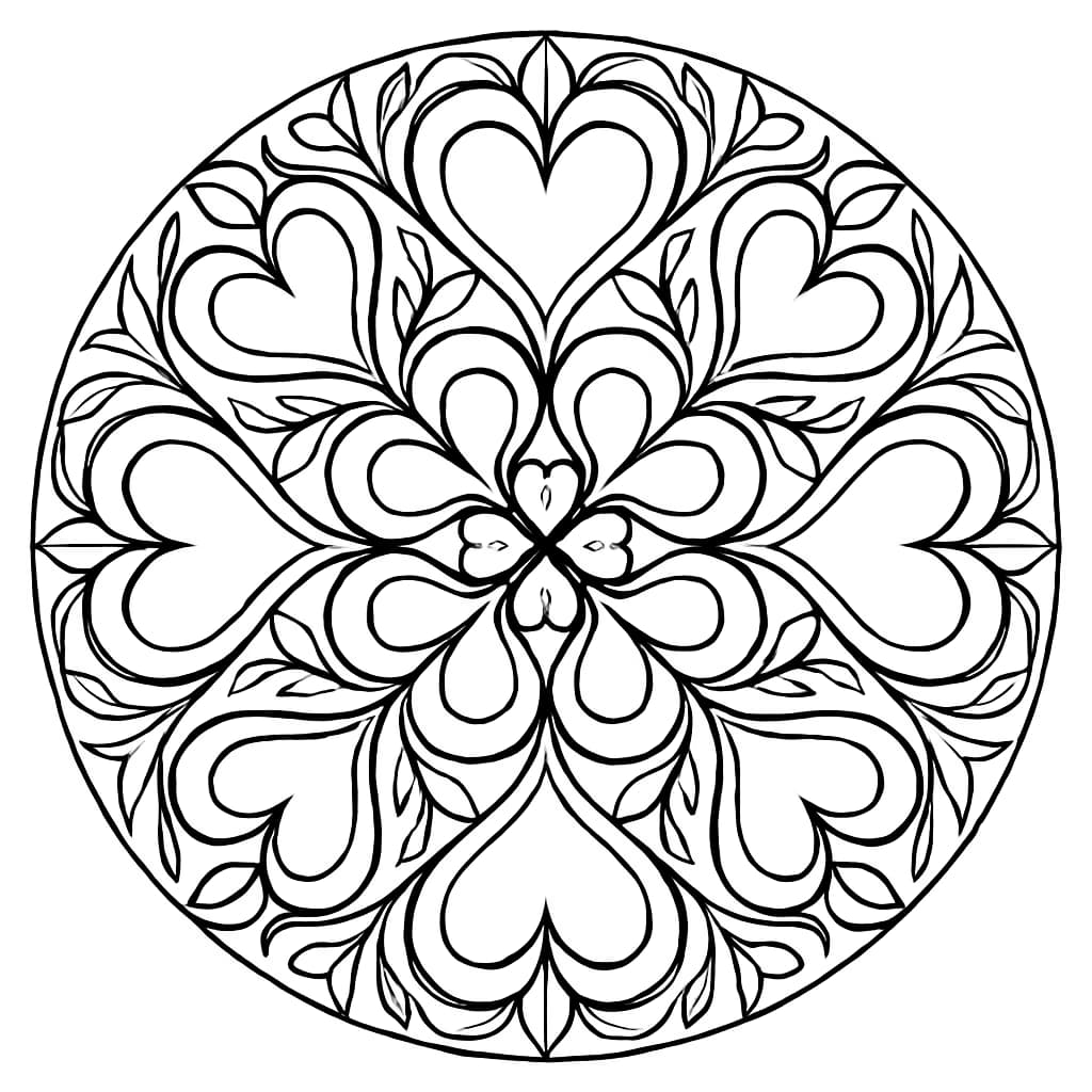 Heart Coloring Pages – Mandala Pattern for Adults
