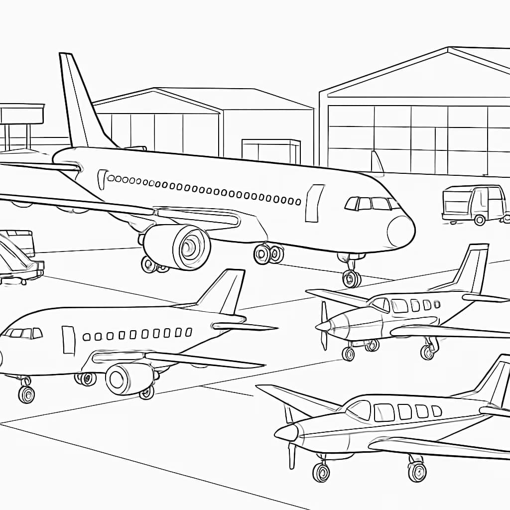 Airplane Coloring Pages – Airplane Fleet Group Printable