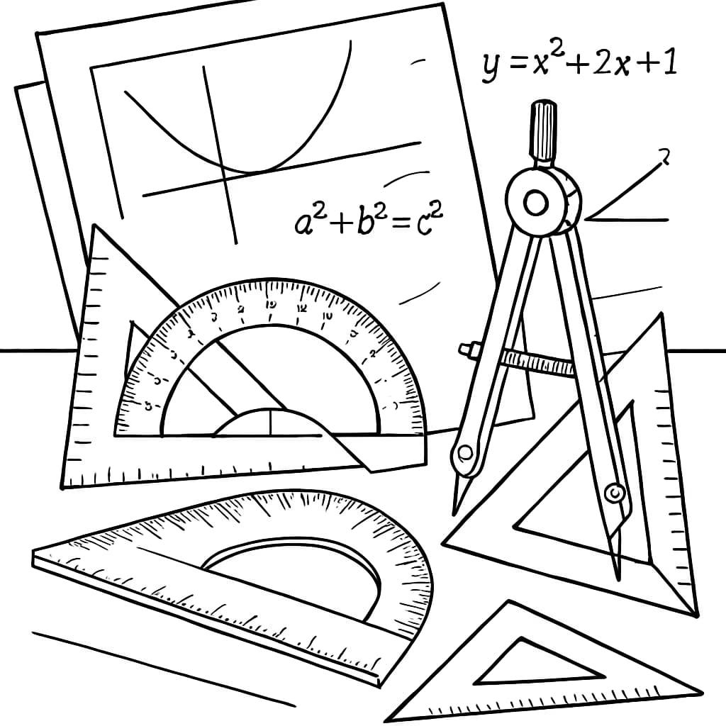 Math Coloring Pages – Geometry Tools Coloring Page