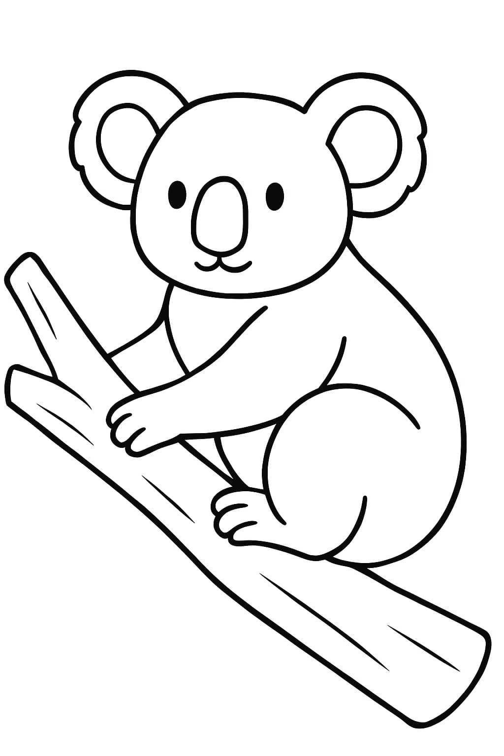 Koala Coloring Pages – Koala Sitting on Branch for Toddlers