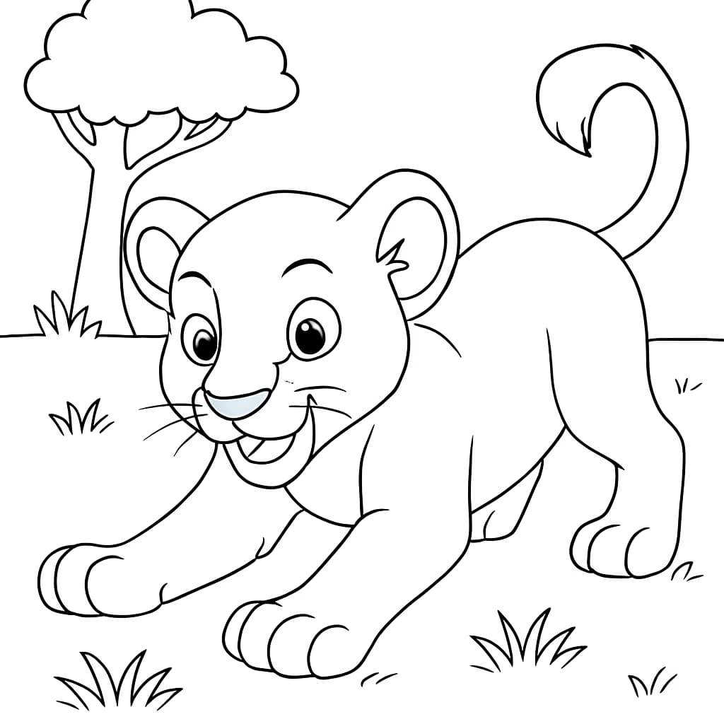 Lion Coloring Pages – Playful Lion Cub for Kids