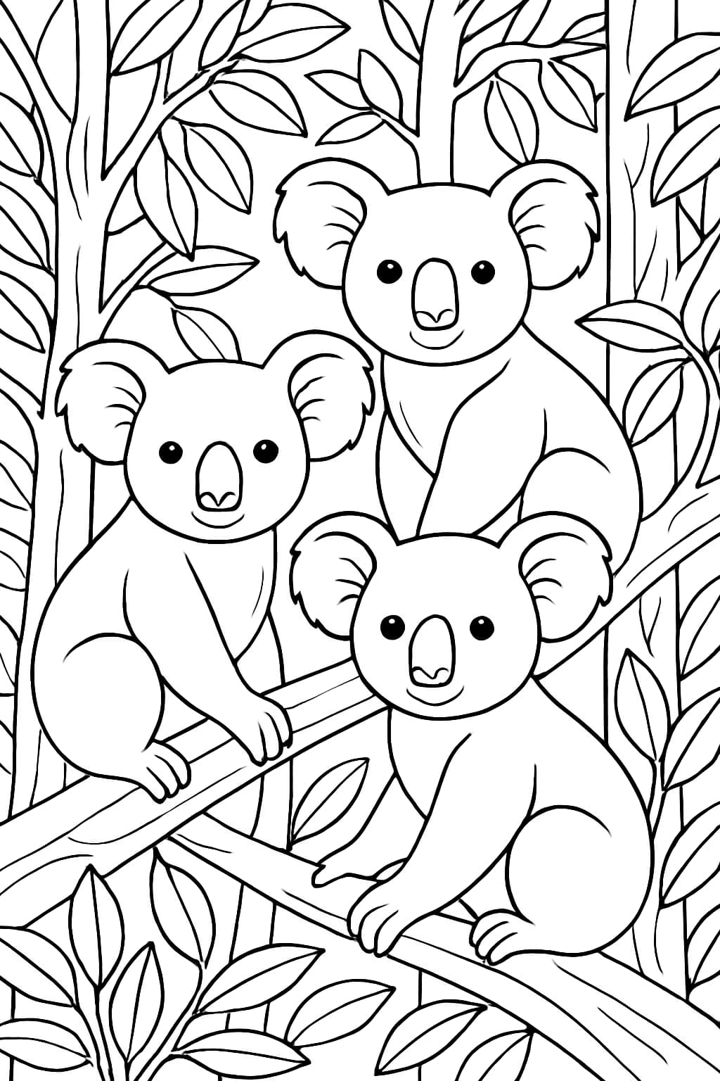Koala Coloring Pages – Koala Family Group