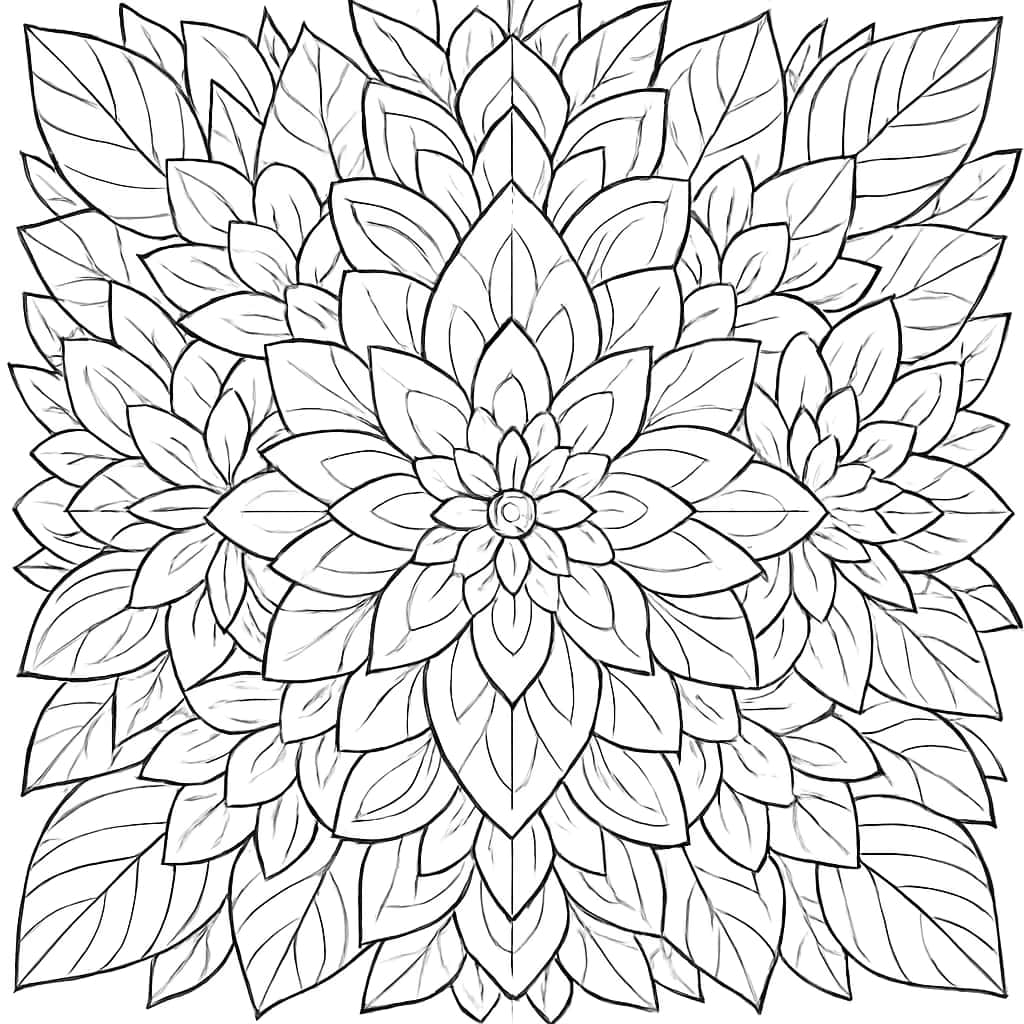 花卉涂色页:精致花卉曼陀罗