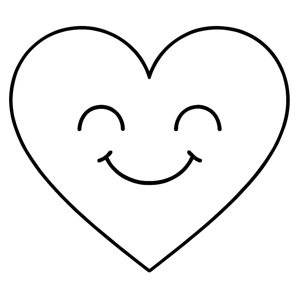 Heart Coloring Pages – Smiling Heart Face for Toddlers