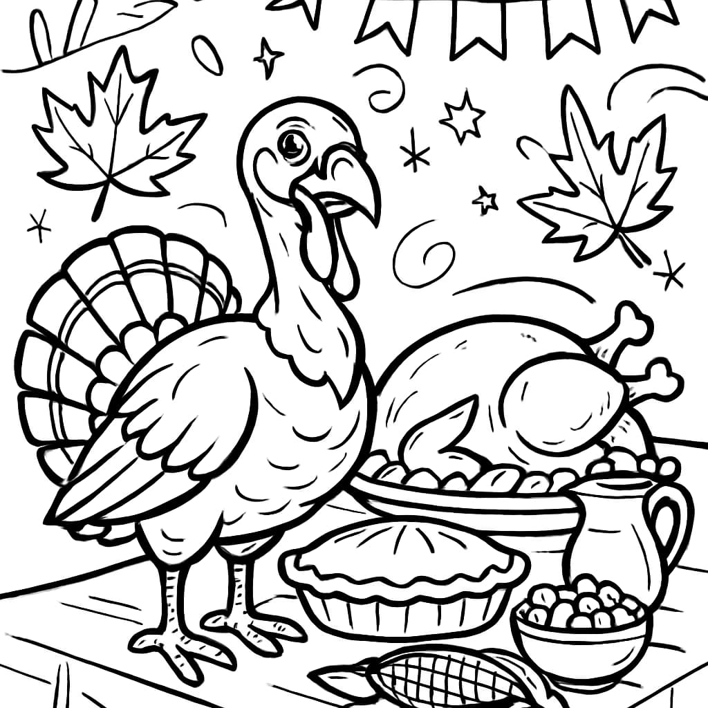 感恩節火雞涂色頁