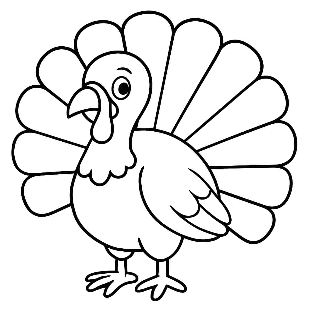可愛火雞涂色頁|幼兒簡單線稿