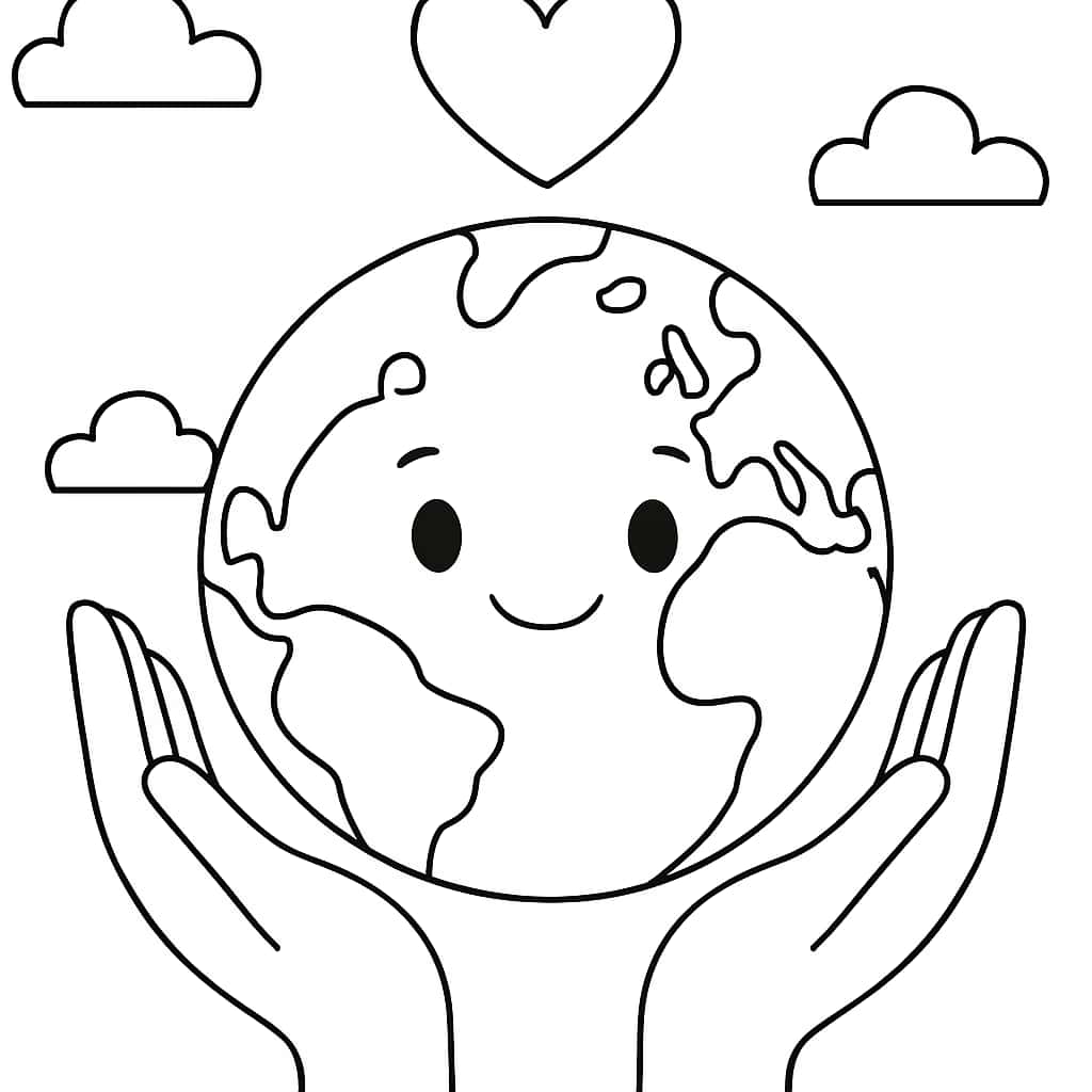 Earth Day 涂色頁:守護地球的雙手