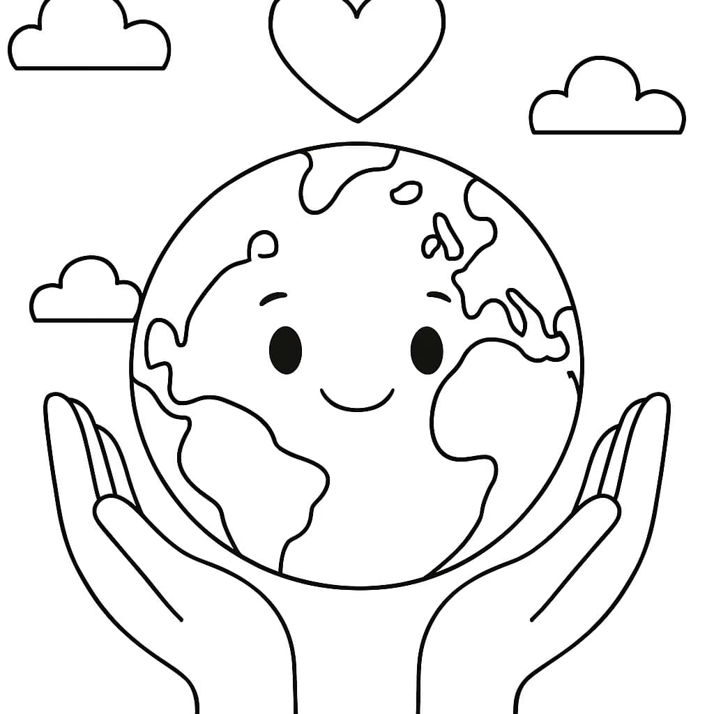 Earth Day 涂色頁:守護地球的雙手