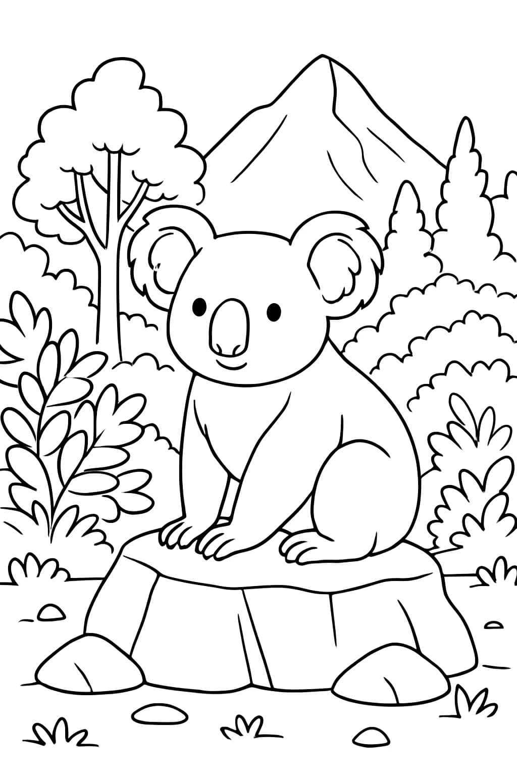 Koala Coloring Pages – Koala on Mountain Coloring Page for Teens