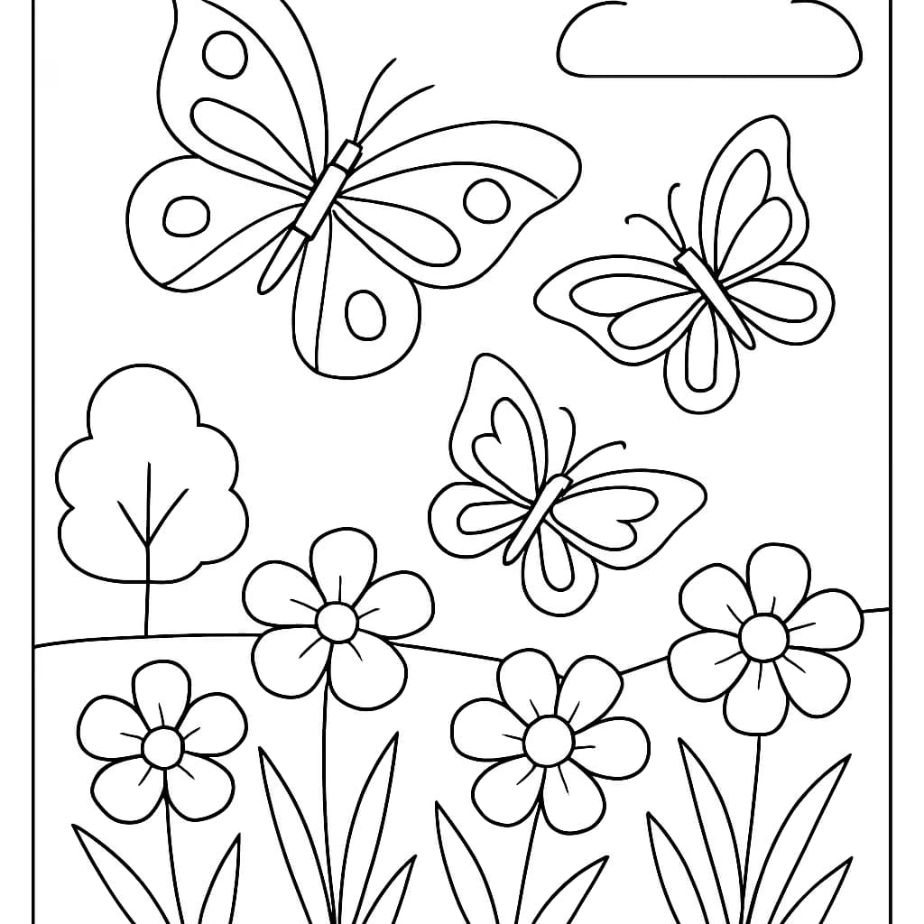 Pages de coloriage esthétiques – Jardin de papillons