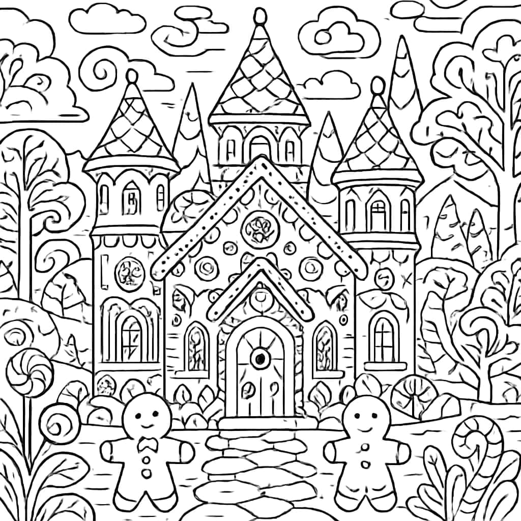 Gingerbread House Coloring Pages - Fairy Tale Gingerbread House