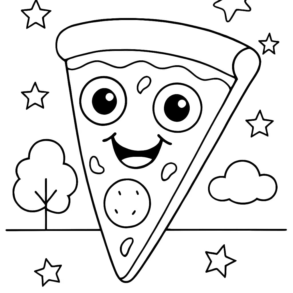 Pizza Coloring Pages – Funny Pizza Face Printable for Kids