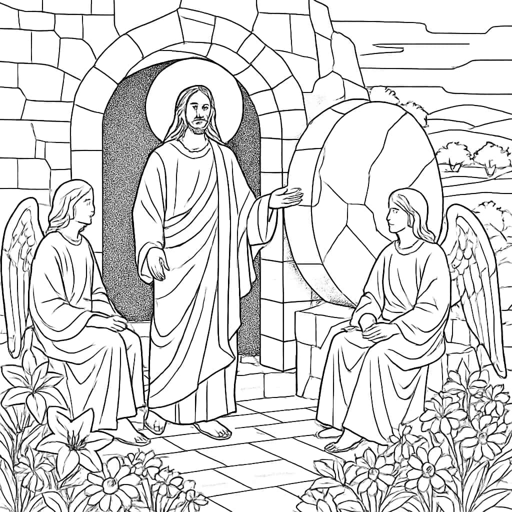 jesus coloring pages da stampare per adulti | Risurrezione di Gesù al Sepolcro