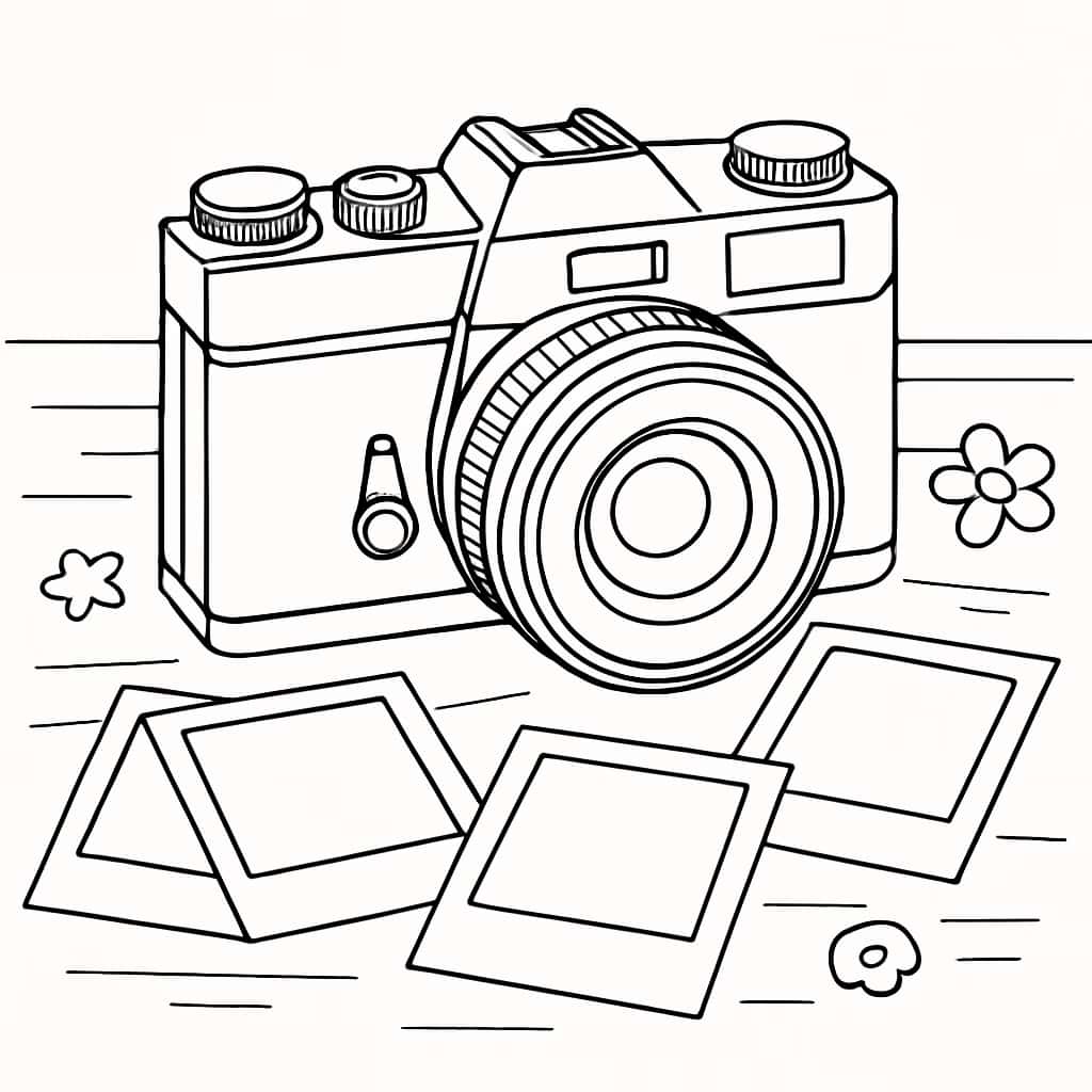 Pages de coloriage esthétique - Appareil photo rétro et polaroids