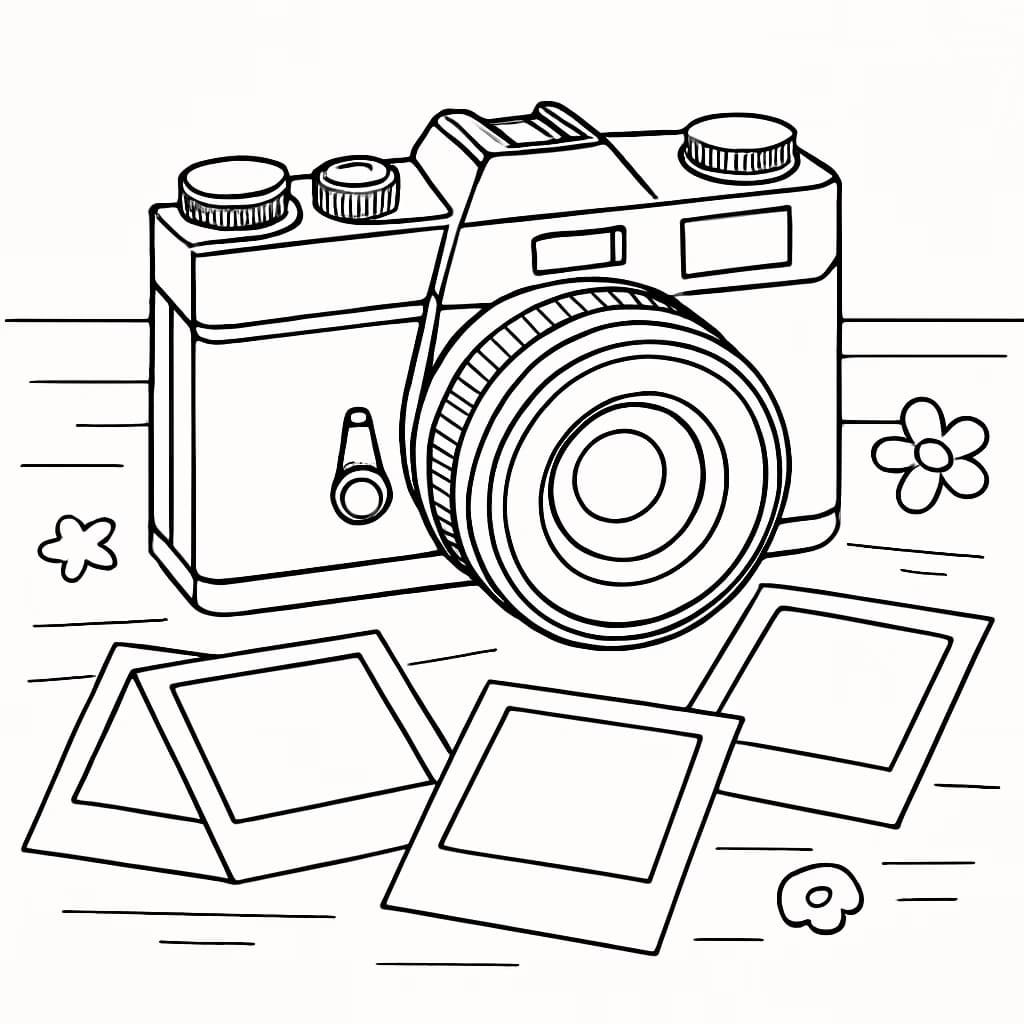 Pages de coloriage esthétique - Appareil photo rétro et polaroids