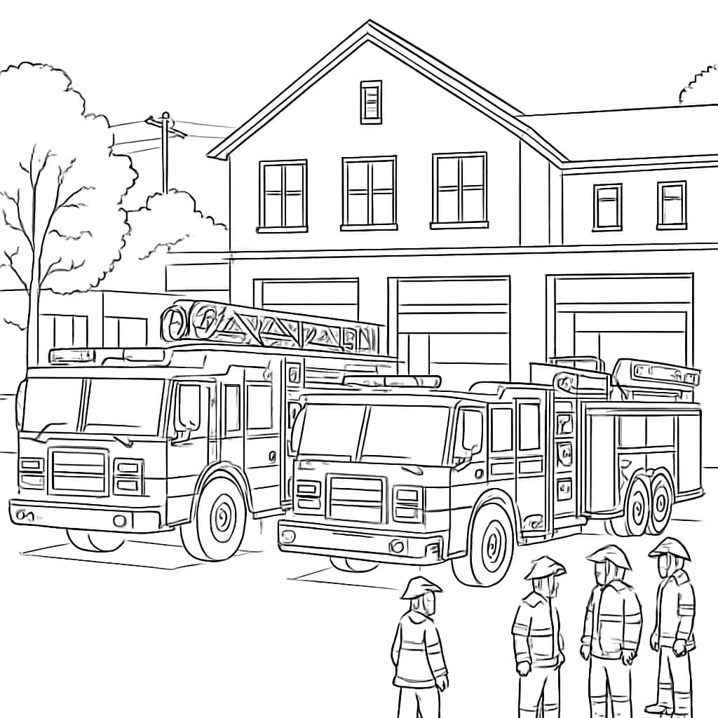 消防車ぬりえページ