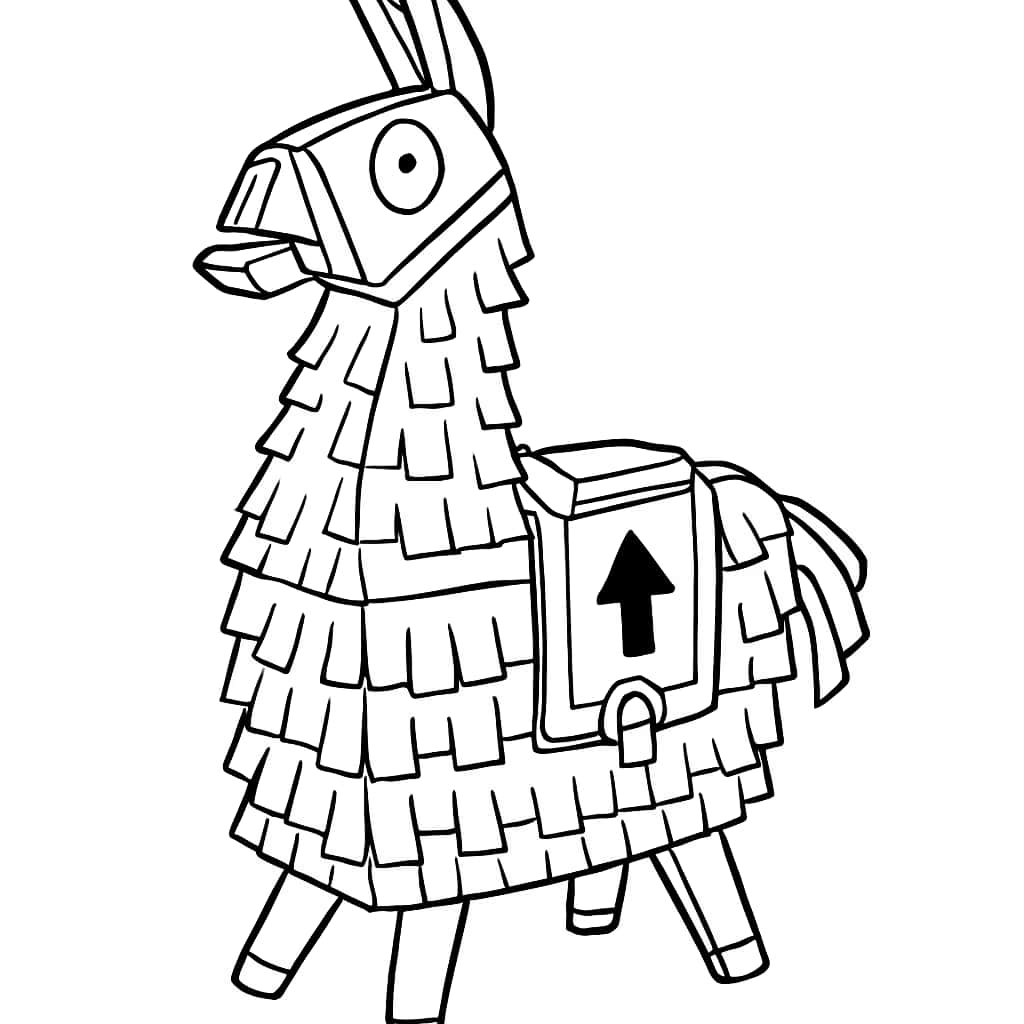Fortnite раскраски — простая страница с ламой для детей
