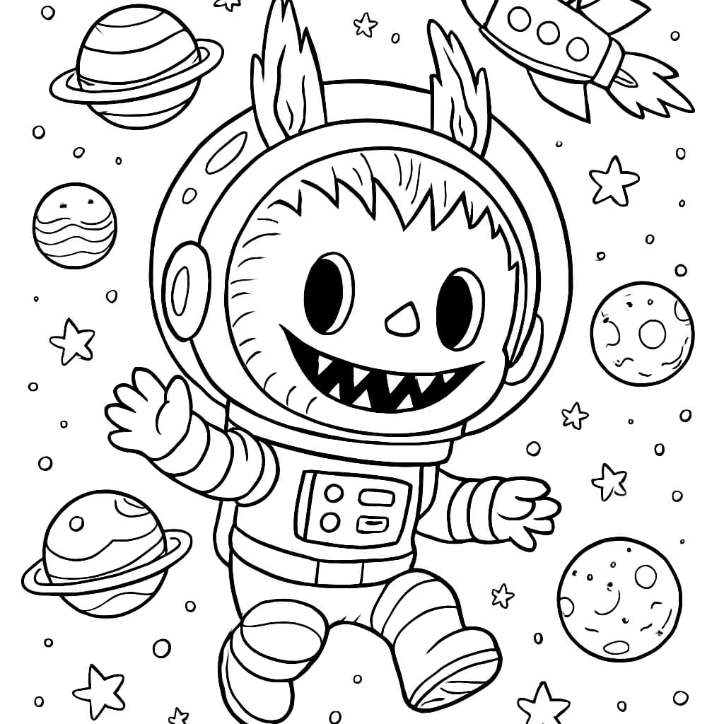 Labubu Ausmalbilder – Weltraum-Entdeckungsseite