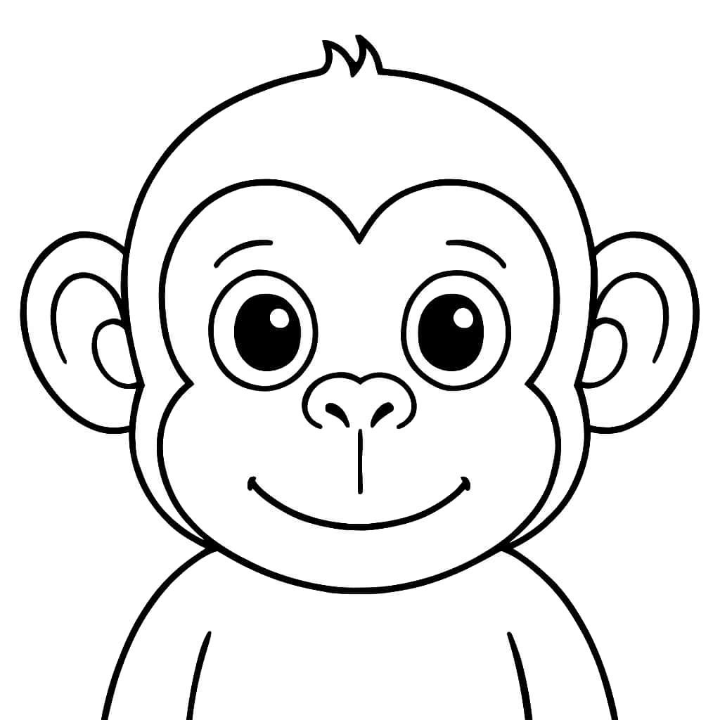 Páginas para Colorir de Macaco — Rosto de Macaco Fofo para Imprimir