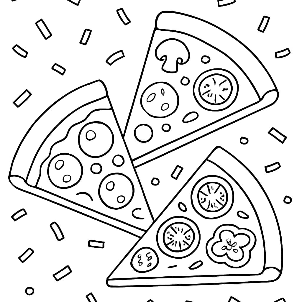 Pizza Coloring Pages | Pizza Slice Group Coloring Page